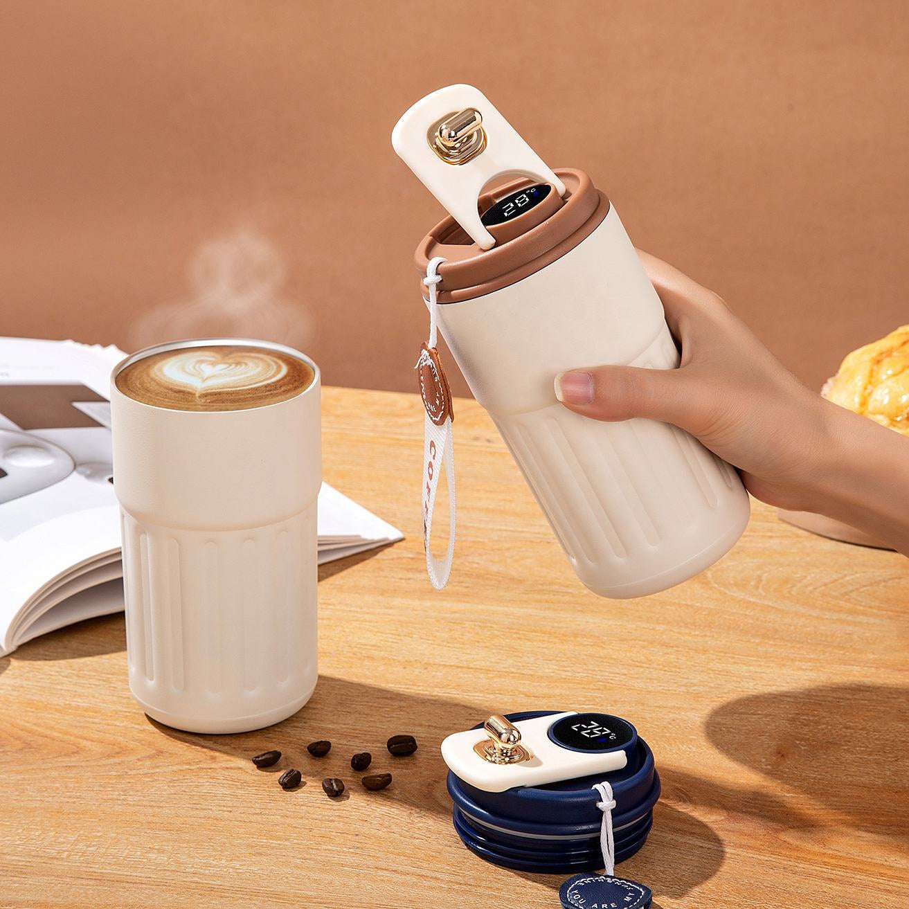 TEMPERATURE COFFEE AND DRINKS MUG VACCUM INSULATED DESIGN