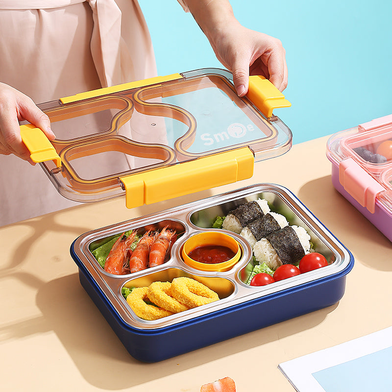 4 COMPARTMENT WITH CURRY BOWL BIG 1050 ML STAINLESS STEEL INSULATED LUNCH BOX PRICE FOR OFFICE AND COLLEGE AND SCHOOL
