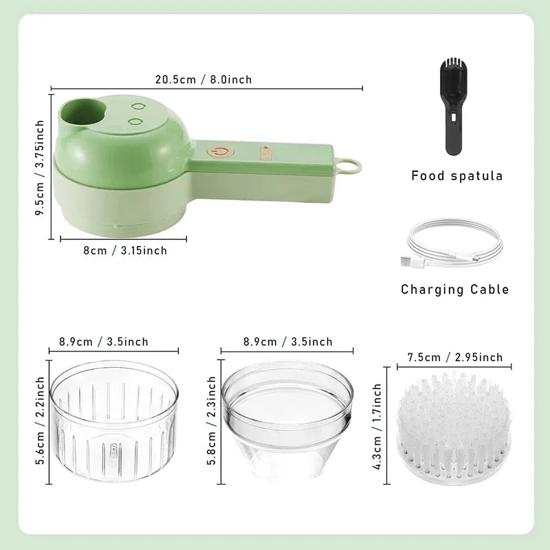 4 In 1 Mini Vegetable Slicer Cutter Portable USB Rechargeable