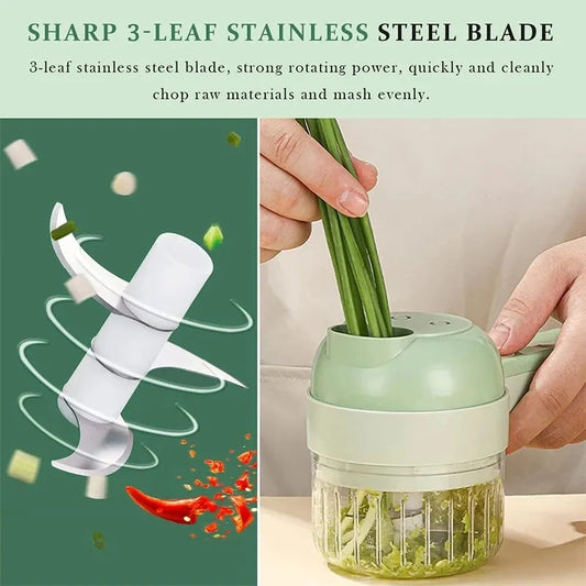 4 In 1 Mini Vegetable Slicer Cutter Portable USB Rechargeable