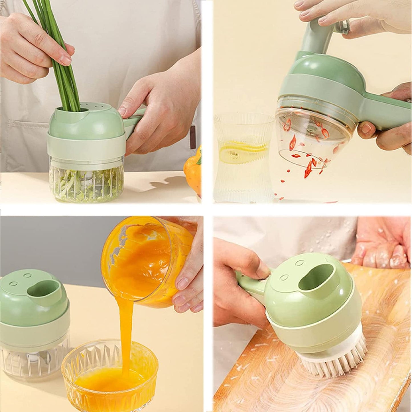 4 In 1 Mini Vegetable Slicer Cutter Portable USB Rechargeable