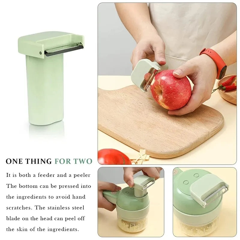 4 In 1 Mini Vegetable Slicer Cutter Portable USB Rechargeable