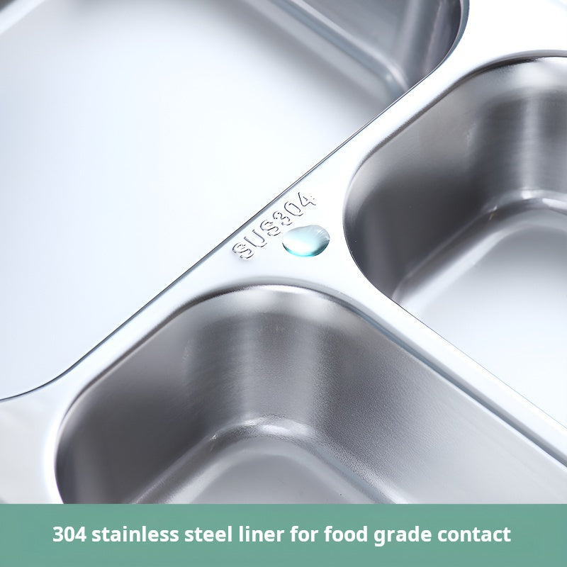 3 COMPARTMENT STAINLESS STEEL LUNCH BOX