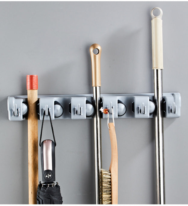 5-LAYER WALL MOUNTED BROOM AND MOP HOLDER