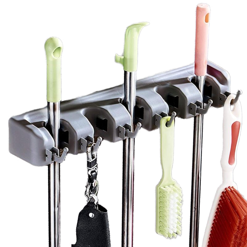 5-LAYER WALL MOUNTED BROOM AND MOP HOLDER