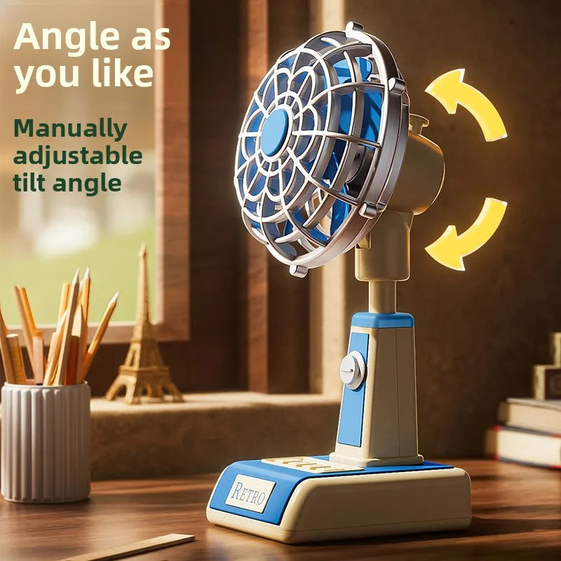 Retro Mini Desk Fan – 3-Speed Portable Table Fan