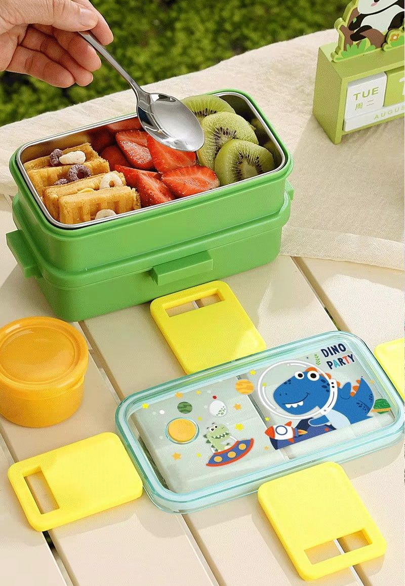 Slato Double Decker Stainless Steel Lunch Box – 2 Compartments