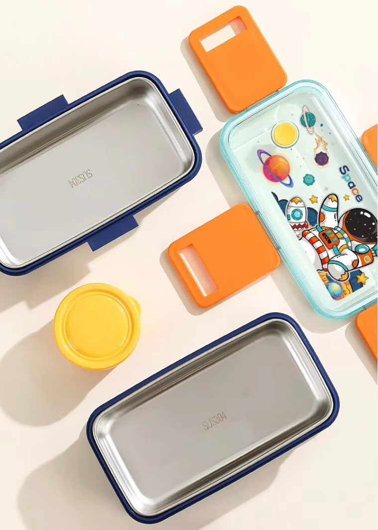 Slato Double Decker Stainless Steel Lunch Box – 2 Compartments