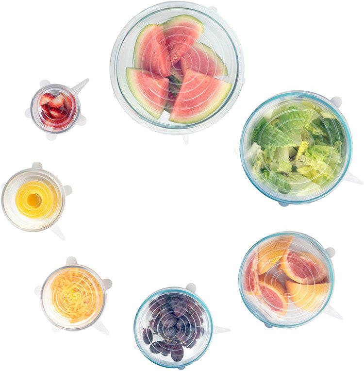 Reusable Silicone Stretch Lids – Microwave-Safe Flexible Covers for Bowls, Plates, Jars & More - 6PC
