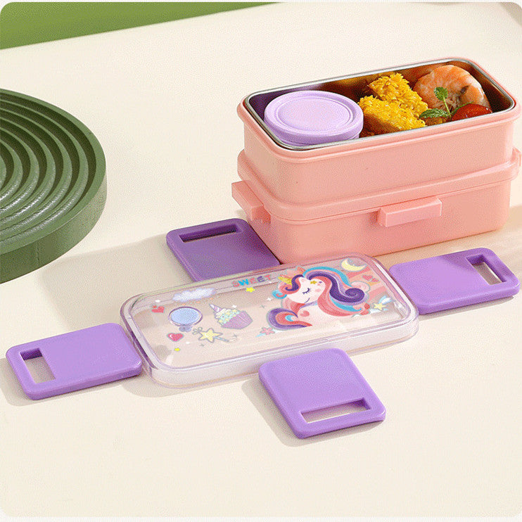 Slato Double Decker Stainless Steel Lunch Box – 2 Compartments