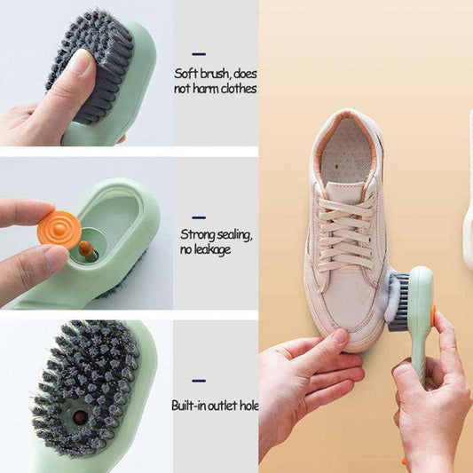 2-Piece Shoe Cleaning Kit – Brush with Liquid Dispenser & Soft Polisher for All Footwear Types