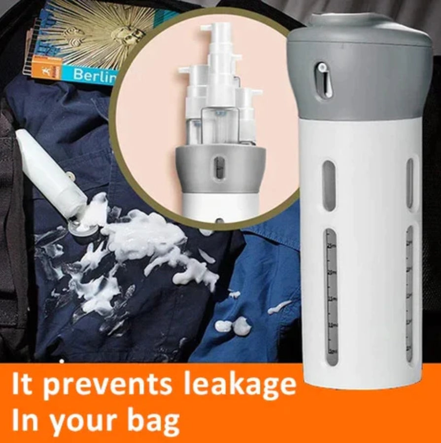 4-in-1 Travel Dispenser Bottle Set – Compact, Leak-Proof & Refillable Toiletry Organizer