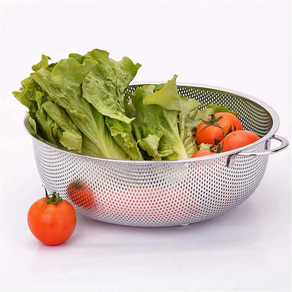 Stainless Steel Washing Colander – 25cm Wide,  Strainer for Fruits, Vegetables & Pasta