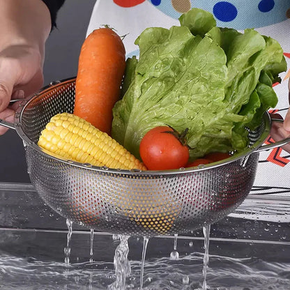 Stainless Steel Washing Colander – 25cm Wide,  Strainer for Fruits, Vegetables & Pasta