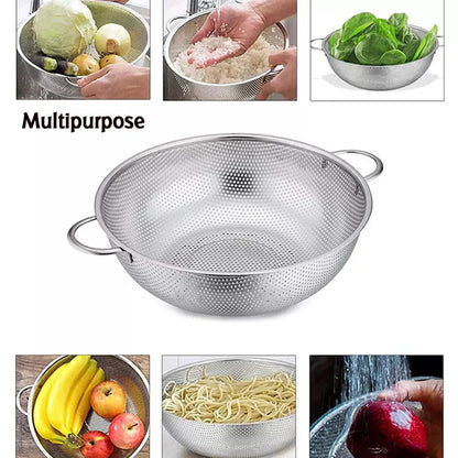 Stainless Steel Washing Colander – 25cm Wide,  Strainer for Fruits, Vegetables & Pasta