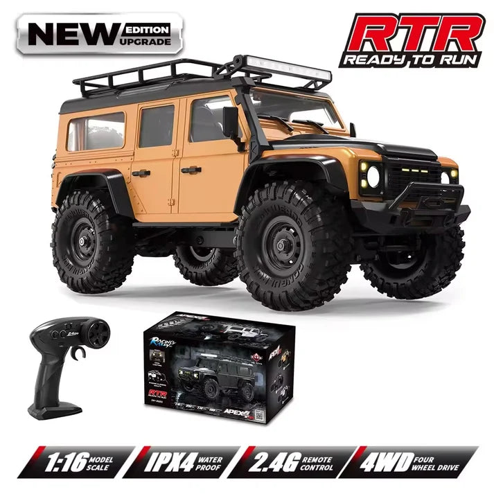 HB-R1607 1:16 Defender RC Rock Climbing Car – 2.4GHz 4WD Off-Road Racing Vehicle, 15KM/H High-Speed with LED Lights