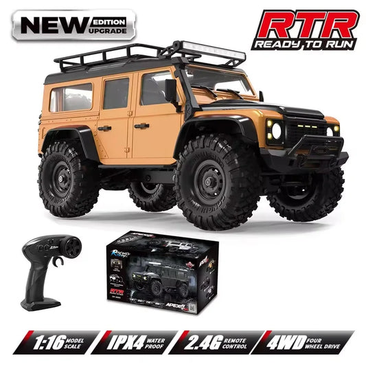 HB-R1607 1:16 Defender RC Rock Climbing Car – 2.4GHz 4WD Off-Road Racing Vehicle, 15KM/H High-Speed with LED Lights
