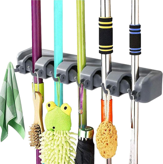 5-LAYER WALL MOUNTED BROOM AND MOP HOLDER