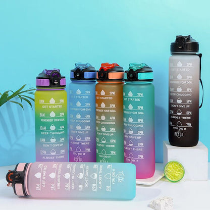 MOTIVATIONAL WATER BOTTLE TIME MARKER, BPA-FREE GYM WATER BOTTLE