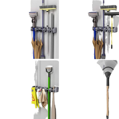 5-LAYER WALL MOUNTED BROOM AND MOP HOLDER