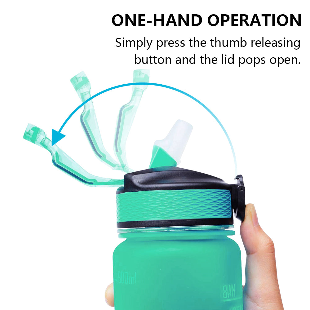MOTIVATIONAL WATER BOTTLE TIME MARKER, BPA-FREE GYM WATER BOTTLE