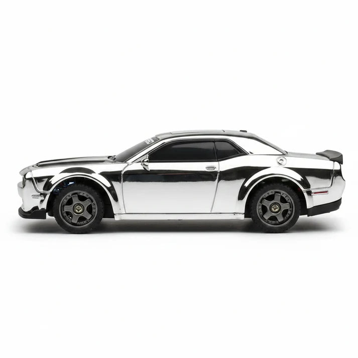 WHOOSH 1:43 Scale Ford Mustang GT Drift RC Car 4WD | 2.4GHz Remote Control | LED Lights | 15 km/h Speed | Silver