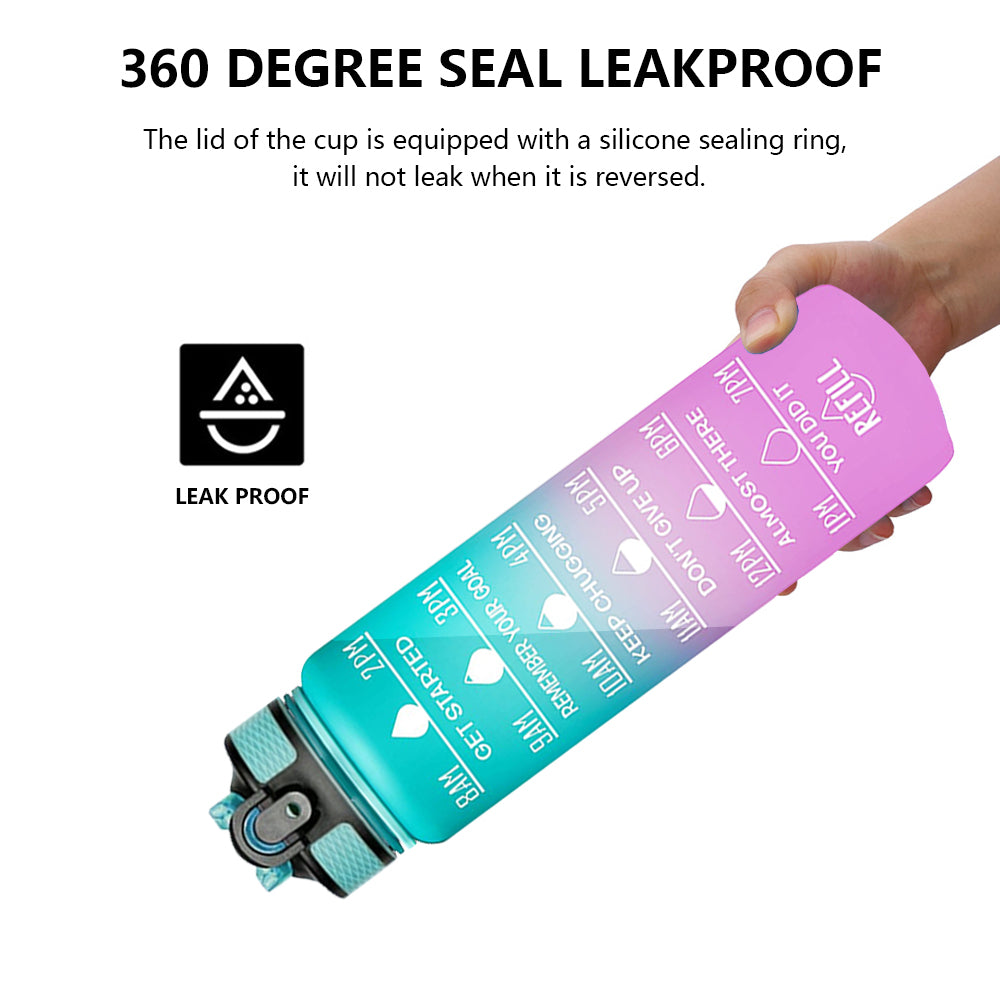 MOTIVATIONAL WATER BOTTLE TIME MARKER, BPA-FREE GYM WATER BOTTLE