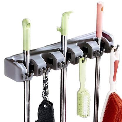 5-LAYER WALL MOUNTED BROOM AND MOP HOLDER
