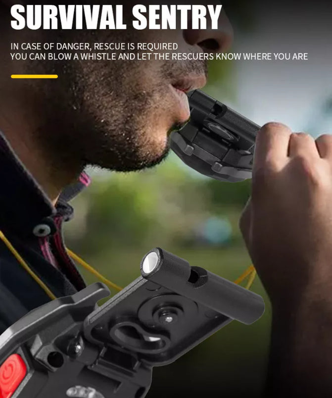 Multi Purpose 4-in-1 Keychain: Light, Lighter, Bottle Opener, and Whistle"