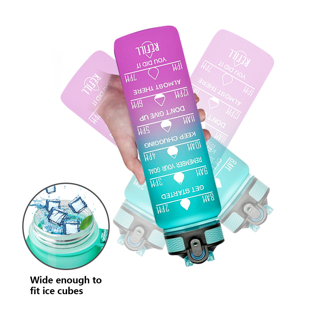 MOTIVATIONAL WATER BOTTLE TIME MARKER, BPA-FREE GYM WATER BOTTLE