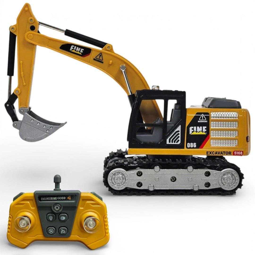 Mini RC Excavator Toy for Kids (Age 3+, Multicolour) – 3-in-1 Remote Control Construction Vehicle with Lights & Sound Effects Engineering Toy Gift