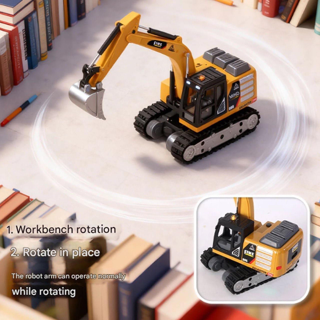 Mini RC Excavator Toy for Kids (Age 3+, Multicolour) – 3-in-1 Remote Control Construction Vehicle with Lights & Sound Effects Engineering Toy Gift