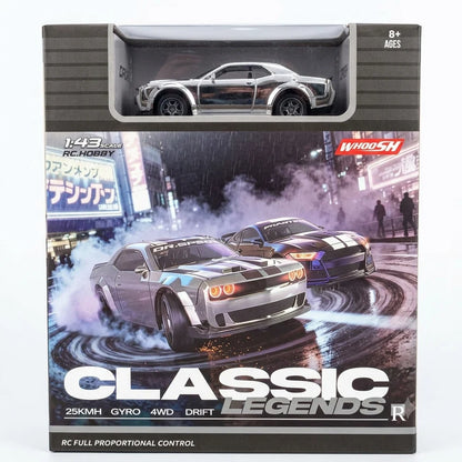 Whoosh 1:43 Scale 4WD RC Drift Car | 2.4GHz Remote Control Racing Car with LED Lights – Purple Edition