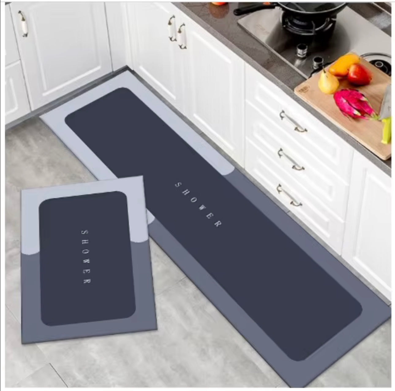 Long Kitchen & Door Silicone Mat Combo Set – Non-Slip, Waterproof, Heat Resistant, Easy-Clean Leg Protective Mats
