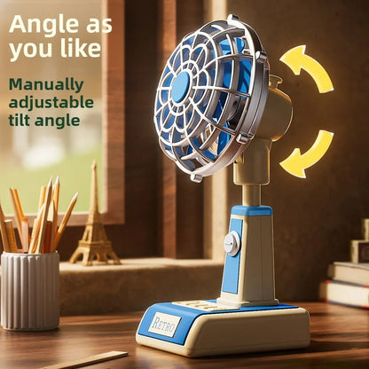 Retro Mini Desk Fan – 3-Speed Portable Table Fan