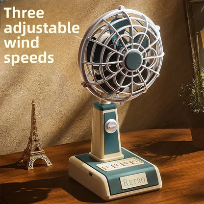 Retro Mini Desk Fan – 3-Speed Portable Table Fan