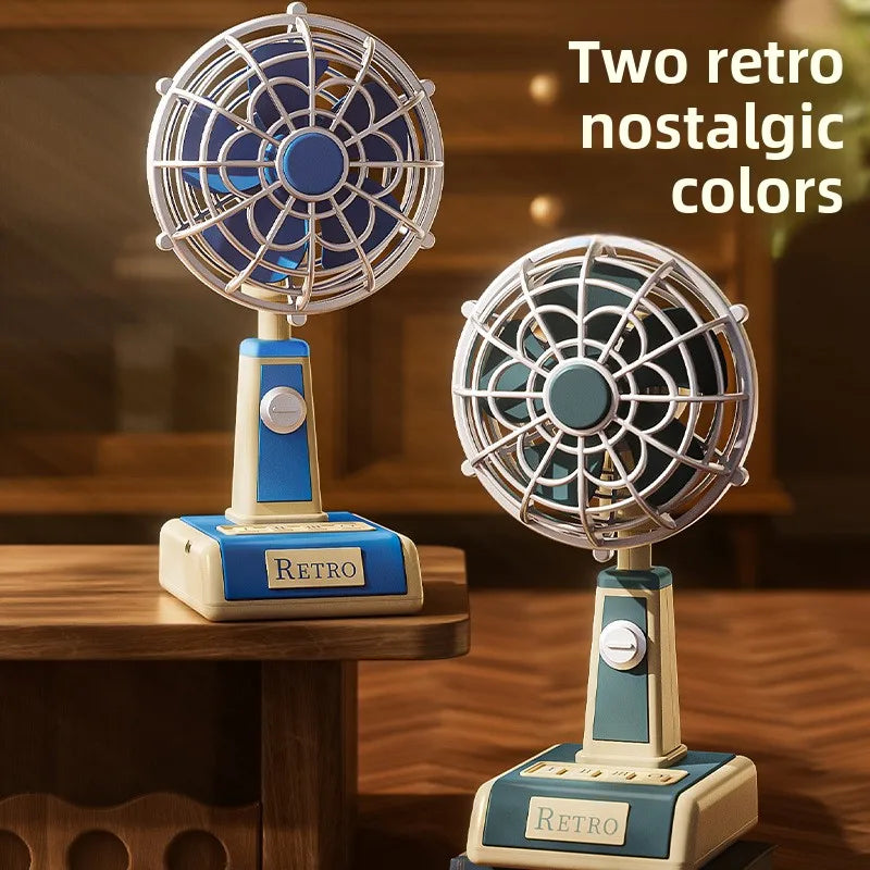 Retro Mini Desk Fan – 3-Speed Portable Table Fan
