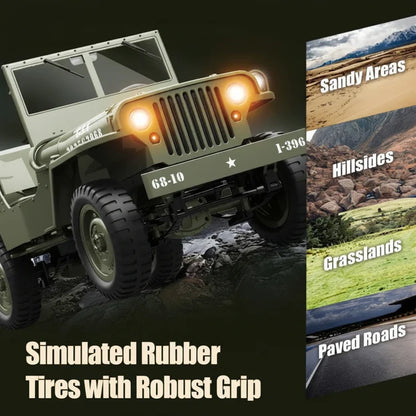 Willys 1:10 4WD Military Jeep RC With (Winch & Canvas Cover)