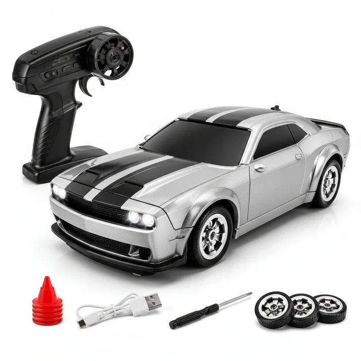 LD RTR 3602 1:64 Mini RC Drift Car Silver 2.4GHz 4WD with LED Lights