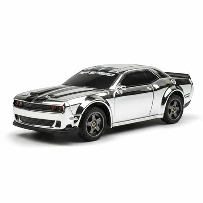 WHOOSH 1:43 Scale Ford Mustang GT Drift RC Car 4WD | 2.4GHz Remote Control | LED Lights | 15 km/h Speed | Silver