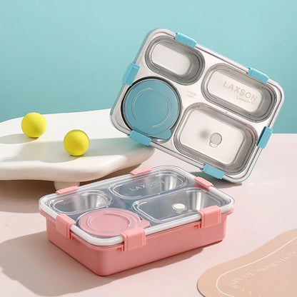 Mofu Tofu Stainless Steel 4-Compartment Lunch Box – Cute Bites, Perfect Portions
