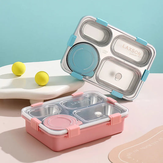 Mofu Tofu Stainless Steel 4-Compartment Lunch Box – Cute Bites, Perfect Portions