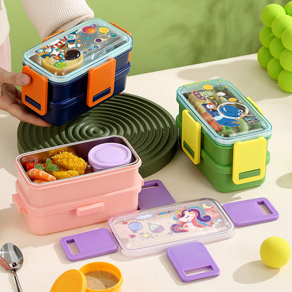 Slato Double Decker Stainless Steel Lunch Box – 2 Compartments