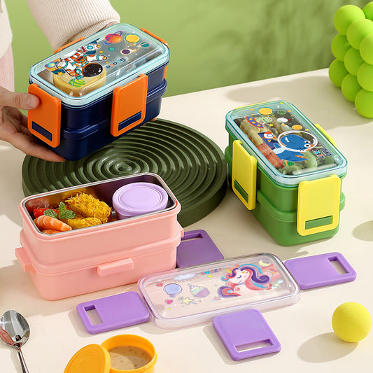 Slato Double Decker Stainless Steel Lunch Box – 2 Compartments