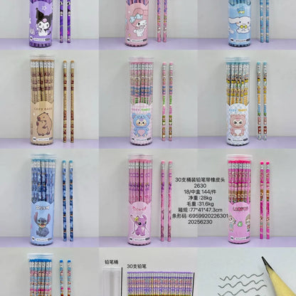 Cartoon Cuties Pencil Jar – 30 Pieces of Colorful Fun