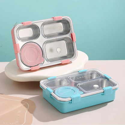 Mofu Tofu Stainless Steel 4-Compartment Lunch Box – Cute Bites, Perfect Portions