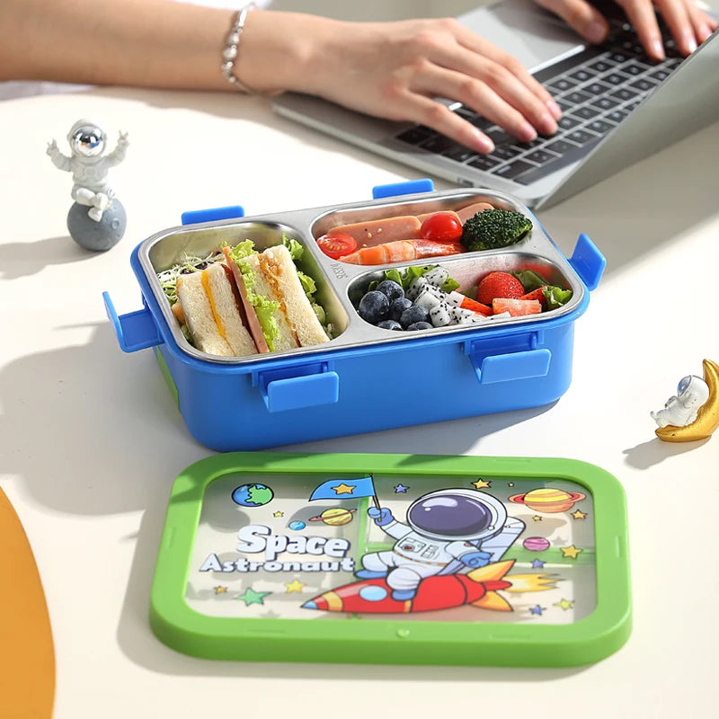 Premium 3-Compartment Stainless Steel Bento Lunch Box | Leak-Resistant Food Storage Container for Office, School & Travel