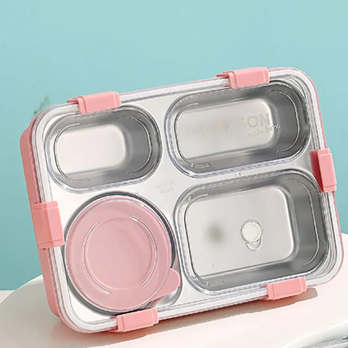 Mofu Tofu Stainless Steel 4-Compartment Lunch Box – Cute Bites, Perfect Portions