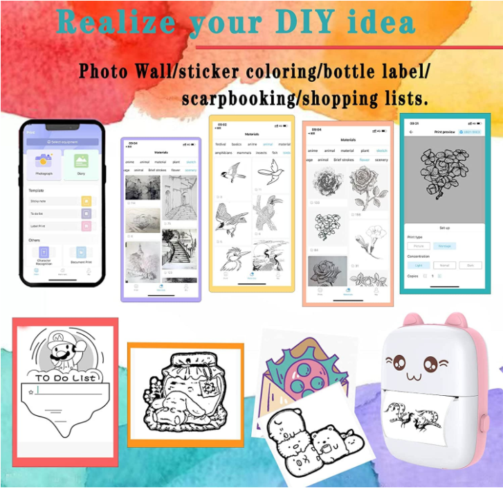 Mini Pocket Printer with Paper Roll – Portable Thermal Printer for Notes, Labels, Photos & More