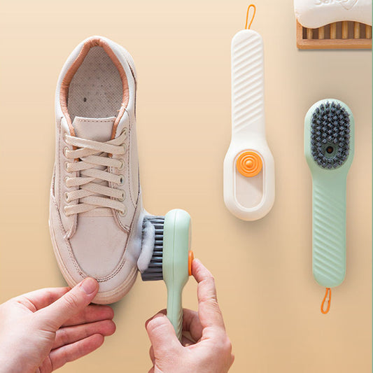 2-Piece Shoe Cleaning Kit – Brush with Liquid Dispenser & Soft Polisher for All Footwear Types